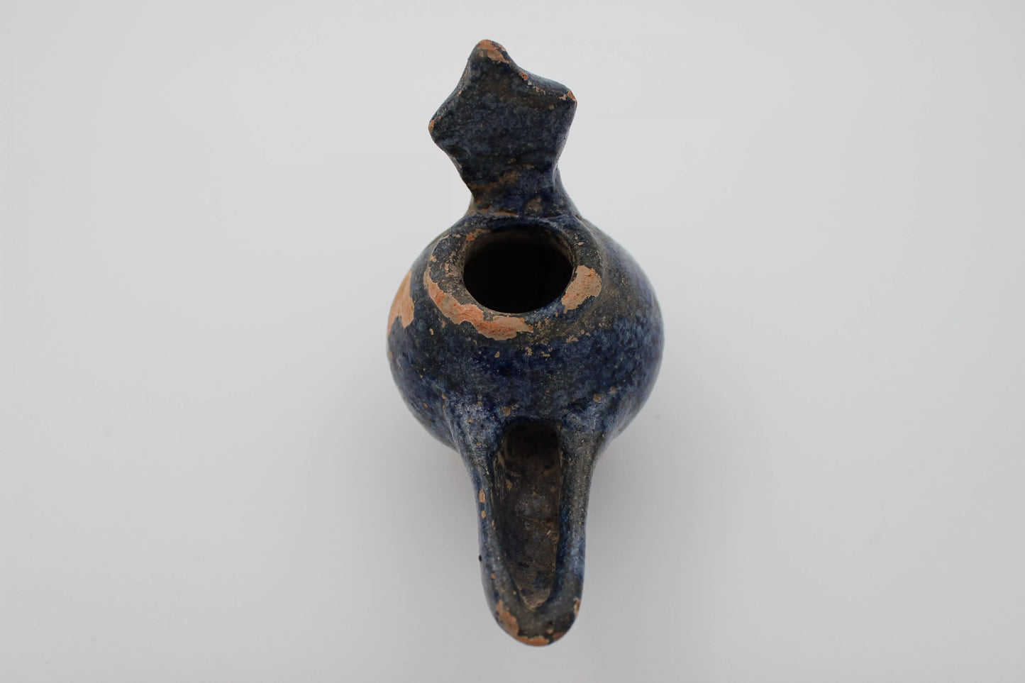 Glazed Islamic Oil Lamp in Dark Blue