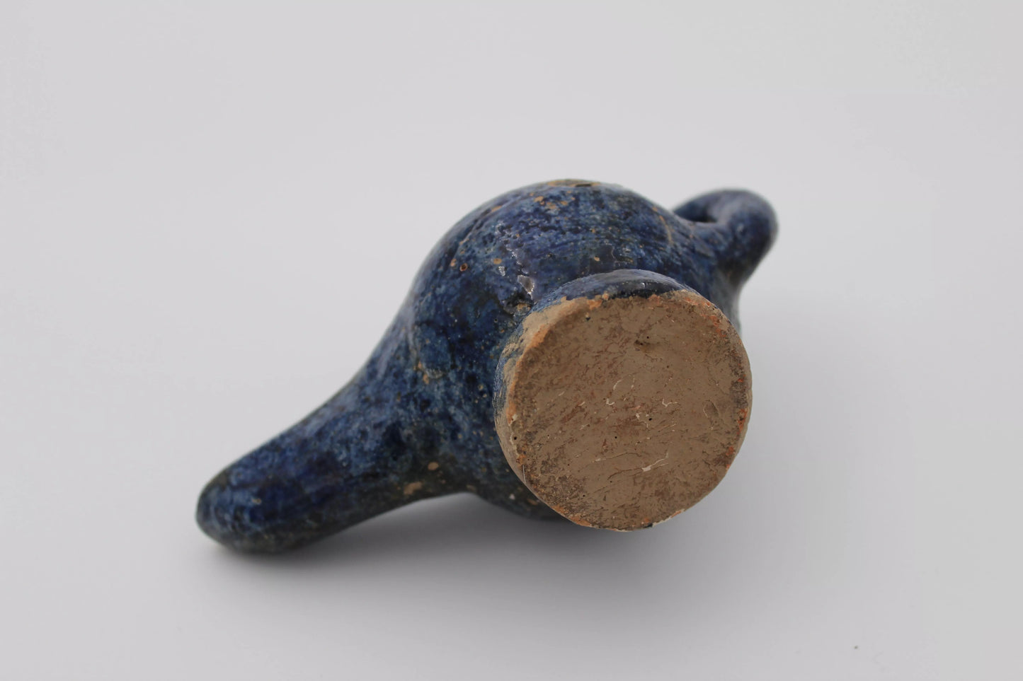 Glazed Islamic Oil Lamp in Dark Blue