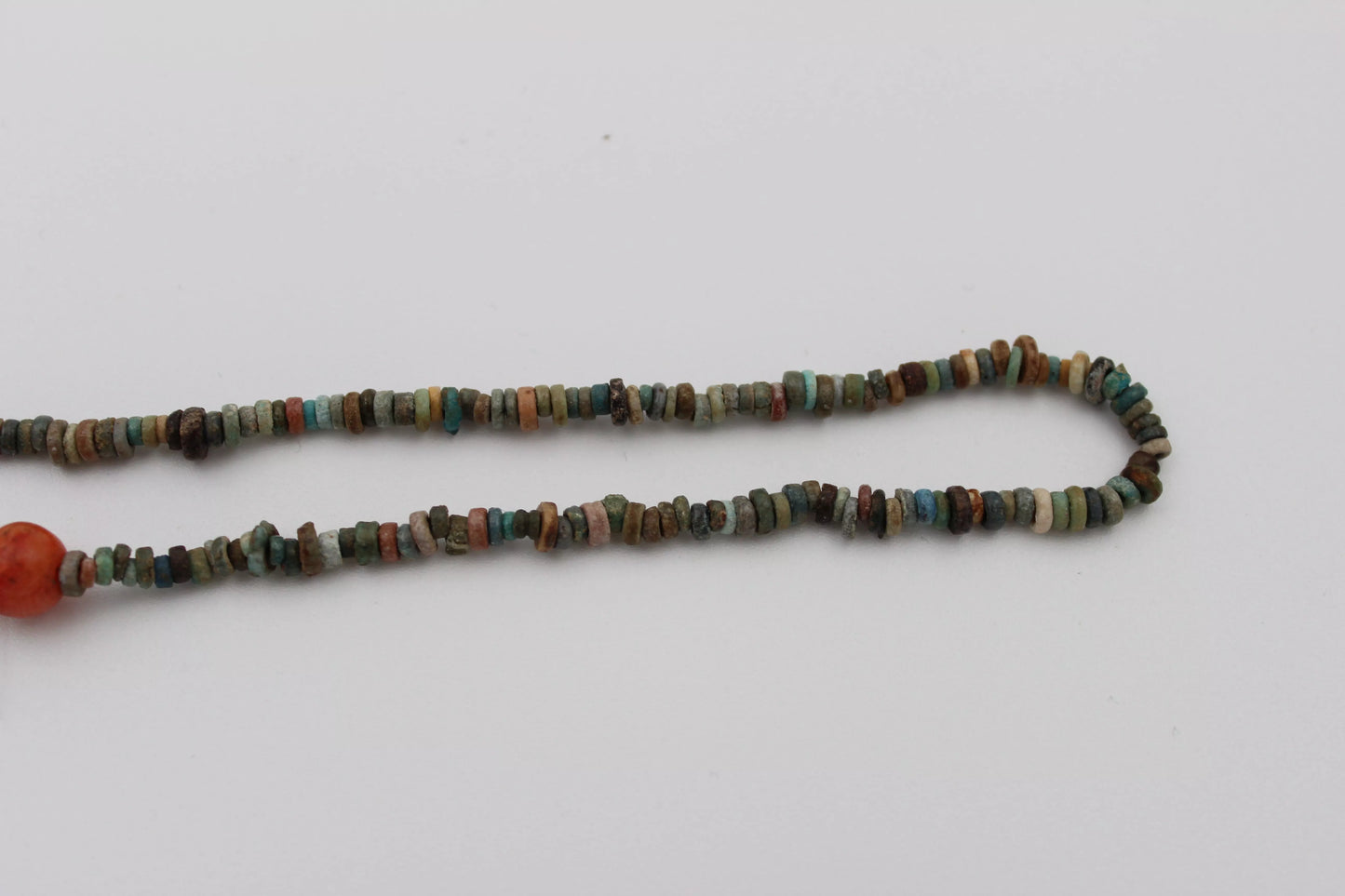 Egyptian Faience Bead Necklace with Central Orange Stone